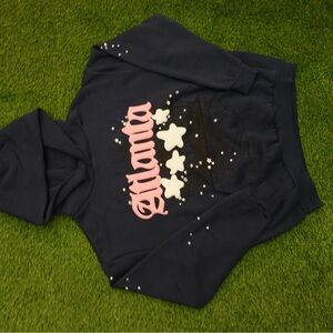 Black Hoodie with Pink and White Graphic